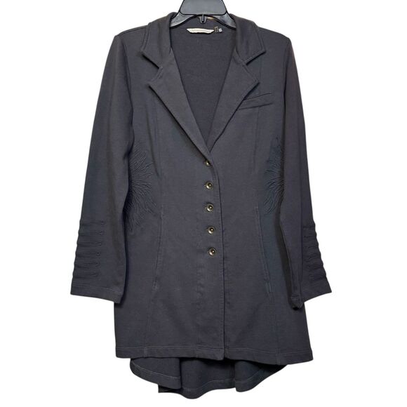 Soft Surroundings Embroidered Jacket Cardigan Small Gray Military Grunge Goth - Picture 1 of 12